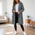 thumbnail image 4 of KICILVS Long Sherpa Jacket Women Fuzzy Button-Down Coat with Pockets Notched Collar Warm Winter Outerwear for Casual, 4 of 7