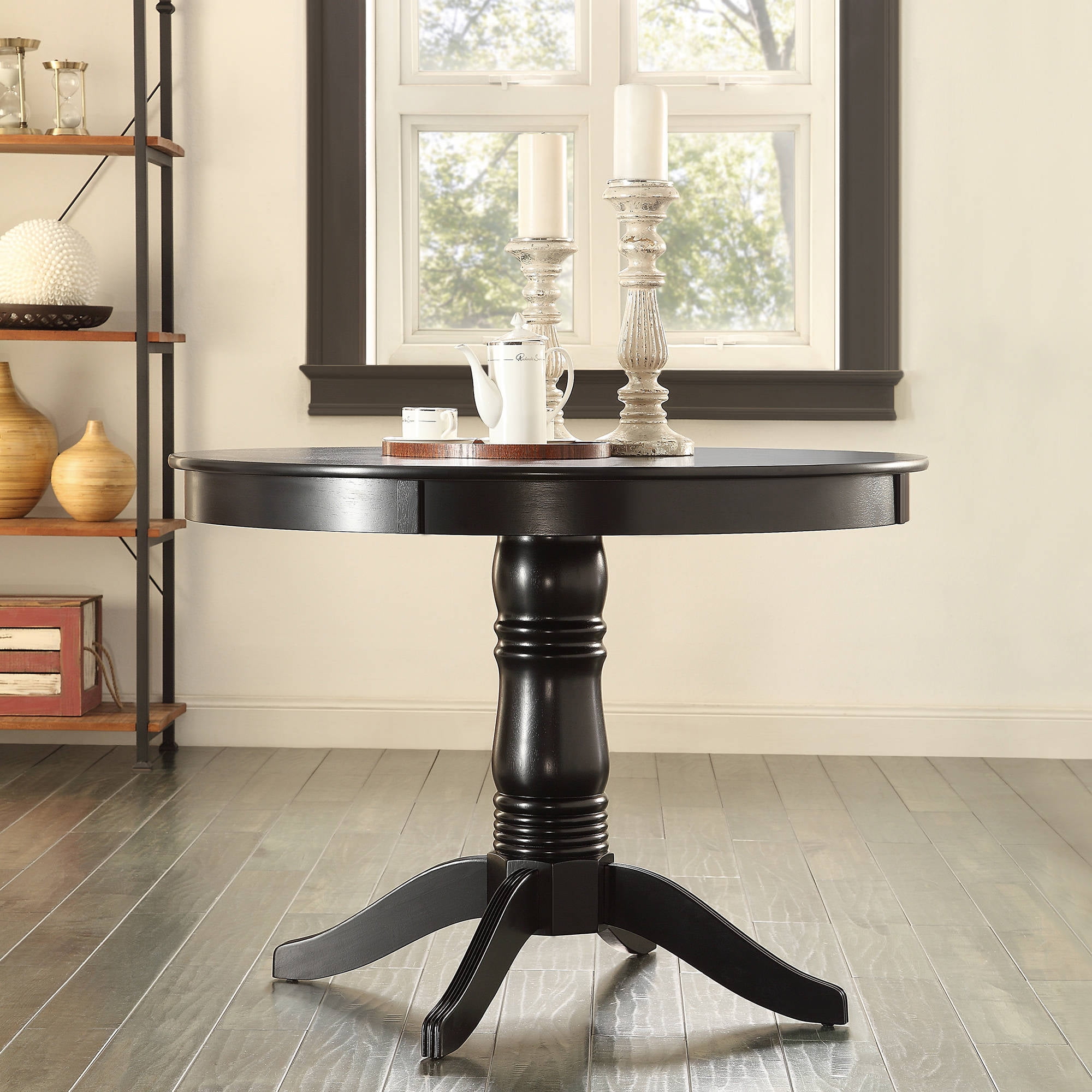 Weston Home Lexington Pedestal Style Black Finish 42" Round Table