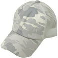 thumbnail image 2 of C.C Ponytail Criss Cross Messy Buns Ponycaps Baseball Cap Dad Trucker Mesh Hat (Distressed Camouflage White/White), 2 of 3