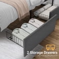 thumbnail image 3 of Eastvita Grey Linen Full - Size Bed Frame Comes with Headboard/2 Storage Drawers/Metal Slats Support/No Box Spring Needed/Noise - Free/Easy Assembly, 3 of 6