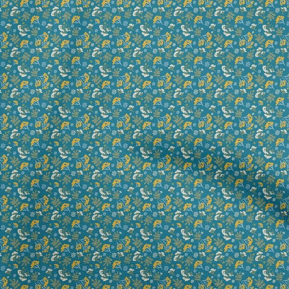 oneOone Georgette Viscose Teal Blue Fabric Asian Japanese Floral Quilting Supplies Print Sewing Fabric By The Yard 42 Inch Wide