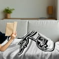 thumbnail image 3 of Letter a Soft Flannel Fleece Blanket, Abstract Design Early Medieval Period Soft Curved Lines Dark Contrasting Colors, Cozy Plush for Indoor and Outdoor Use, 60" x 80", Black White, by Ambesonne, 3 of 5