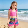 thumbnail image 2 of Bathing Suit Girls 7-8, Girls Swimsuit Three Piece Rash Guard Quick Dry Girls' Swimwear Floral Beach Bathing Suit, 2 of 9
