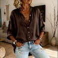 thumbnail image 5 of GUACER Women's 3/4 Sleeve Button Down Shirts Casual Linen Relaxed Fit Collared Summer Blouses Tops for Ladies, 5 of 7