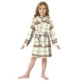 thumbnail image 6 of FORMRS Niños Bathrobe Unisex Hooded Robe Soft Plush Pajamas Sleepwear, Size 10-12T, Cream Plaid, 6 of 7