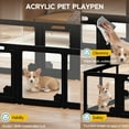 thumbnail image 3 of Jocisland Acrylic Clear Dog Playpen Indoor, Modular Puppy Cat Small Pet Play Pen, Transparent Fence for dogs, Easy Assemble, Black (24"H, 10 pcs), 3 of 9