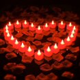 thumbnail image 1 of Juego de 24 velas LED románticas sin llama para la noche romántica de San Valentín con 2000 pétalos de rosa artificiales, B, 1 of 8