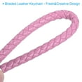 thumbnail image 4 of Braided Leather Keychain with Stainless Steel Key Ring, PU Woven Wristlet Lanyard, Pink, 4 of 5