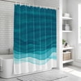 thumbnail image 5 of Polyester Fabric Ombre Teal Waves Shower Curtain, Abstract Art Gradient Modern Waterproof Bathtub Curtain Bathroom Decor Set with Hooks 72 x 84 Inches, 5 of 6