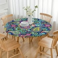 thumbnail image 4 of Fitted Round Tablecloth, Elastic Edge Design,Suitable for Round Tables Ranging from 44"-60",Round Outdoor Tablecloth,Paisley Style,Easy Clean & Stain Resistant, 4 of 4