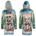 thumbnail image 3 of Merry Christmas Santa Reindeer Antlers Bulldog Sleigh Xmas Winter Holiday All Over Print 3D Hooded Duffle Toggle Coat Dog Lover Gifts Idea - 00023, 3 of 6
