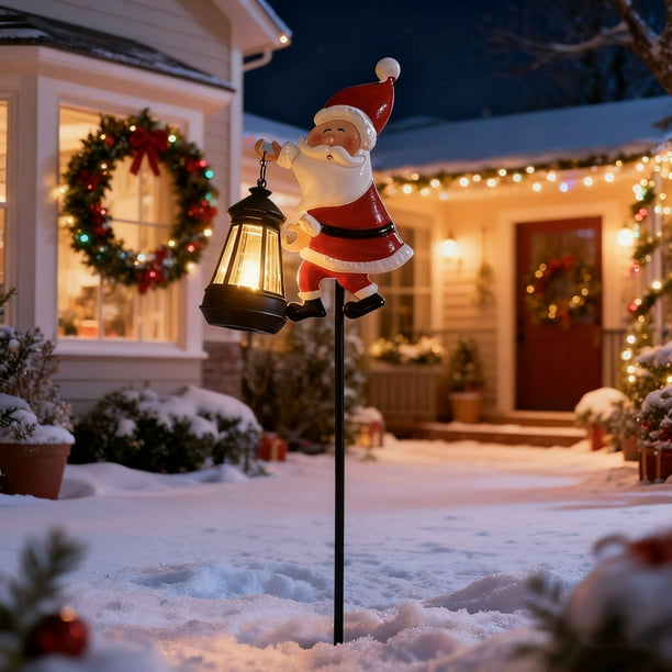 Luz de Navidad Solar Santa Claus, Iluminación Exterior Jardín, Luces de Navidad para Villa, Luces Solares para Patio, Decoración Exterior Navideña, Iluminación de Accesorio para Eventos, Resistente