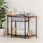Barara King Console Table Modern Entryway Table with 2 Drawers and Open Storage Shelf for Hallway Living Room Foyer Home Furniture, Rustic Brown