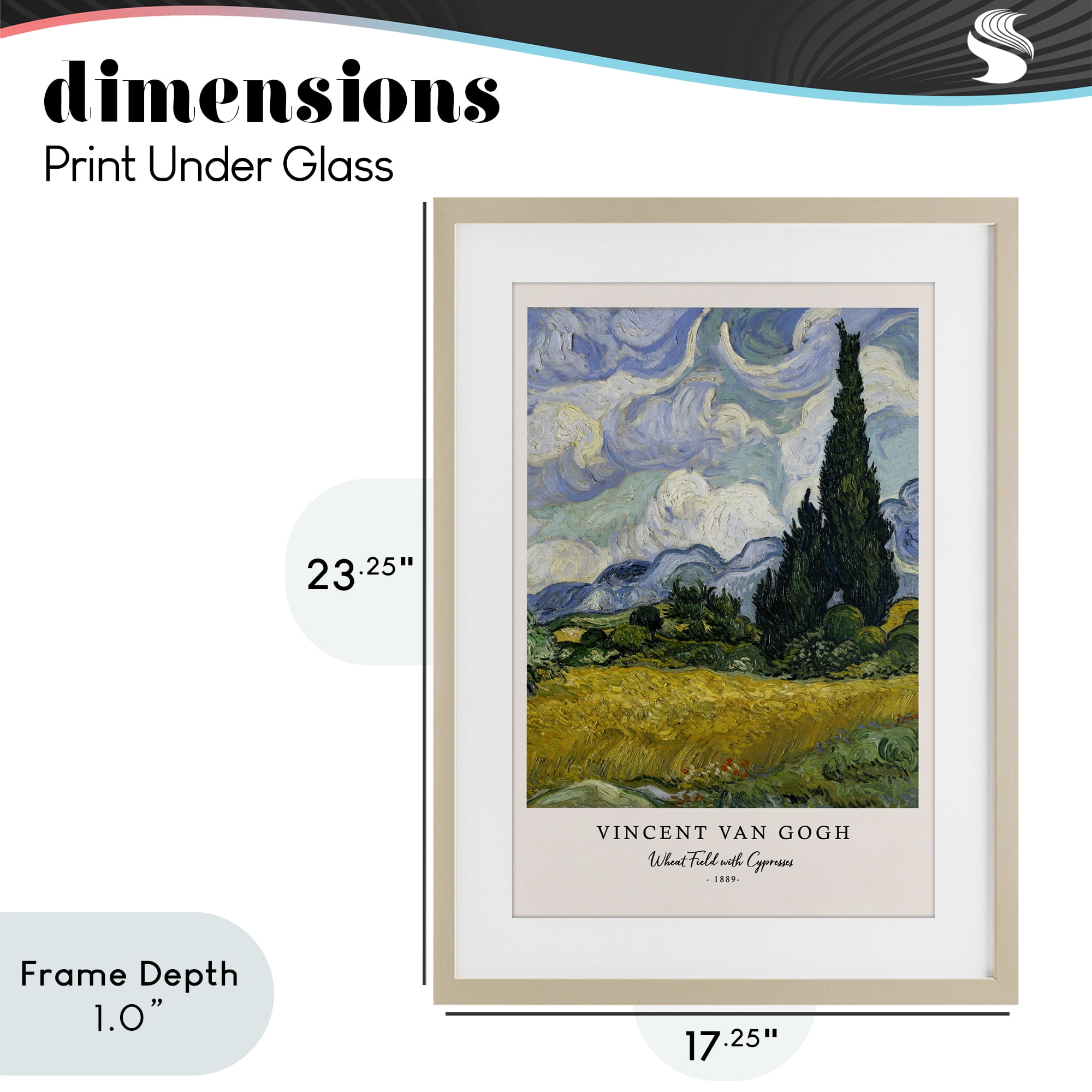 Stupell Industries Classic Wheat Fields with Cypresses Birch Framed Print Under Glass, design by Vintage Hustle