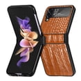 thumbnail image 5 of SaniMore for Samsung Galaxy Z Flip 4 6.7" 2022 Case, Crocodile Texture PU Leather Hinge Protection Wear-resistant Vintage Folding Shell Shockproof Drop-resistant, Brown, 5 of 11