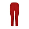 thumbnail image 6 of Yubnlvae Plus Size Knee-Length Leggings - Women's High Waist Pull-On Pants (Summer Casual, Tummy Control & Stretchy) Red XL, 6 of 7