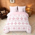 thumbnail image 3 of Manfei Boho Aztec Tribal Twin Bedding, Bohemian Geometric Bedding Comforter Set, Blush Pink, Pink Reversible 7-Piece, 3 of 6