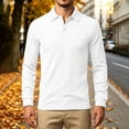 thumbnail image 2 of ZVAVZ Textured Polos Shirts for Men Regular Fit Long Sleeve Collared Tops Jacquard Fashion Casual Beach Vacation T-Shirt White XXXL, 2 of 7