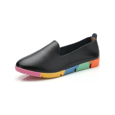 

Avamo Ladies Boat Shoe Non-slip Walking Shoes Slip On Flats Women Moccasins Womens Breathable Comfort Loafers Slip On Black 8