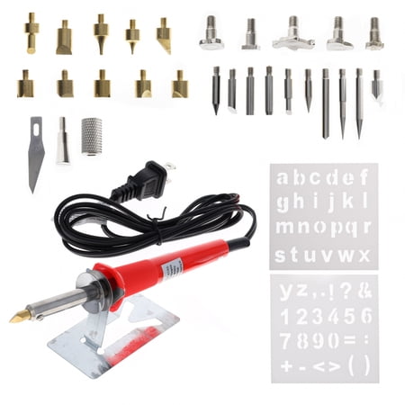 37pc Complete Wood Burning Pen and Assorted Soldering Tips Stencil Set Craft Hobby