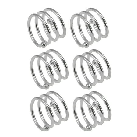 

6 Pcs Decorative Napkin Ring Handmade Spring Type Metal Napkin Holder Wedding Party Dinner Table Decor (Silver)