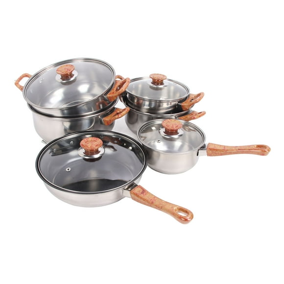 Stainless Steel Pots Pans Set, Practical Durable Pots Pans Set Ergonomic Handle Multifunctional for Cooking