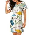 thumbnail image 2 of Hirioo Childish Dinosaur for Women's Nightdress Comfortable Short Sleeve Nightwear Casual Sleep Dress, 2 of 8
