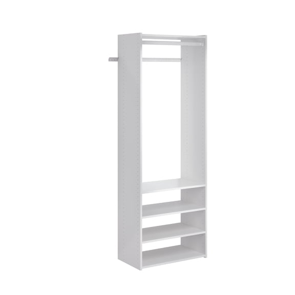 Easy Track Wooden Select Tower Closet Organizer System Kit with Shelves, White
