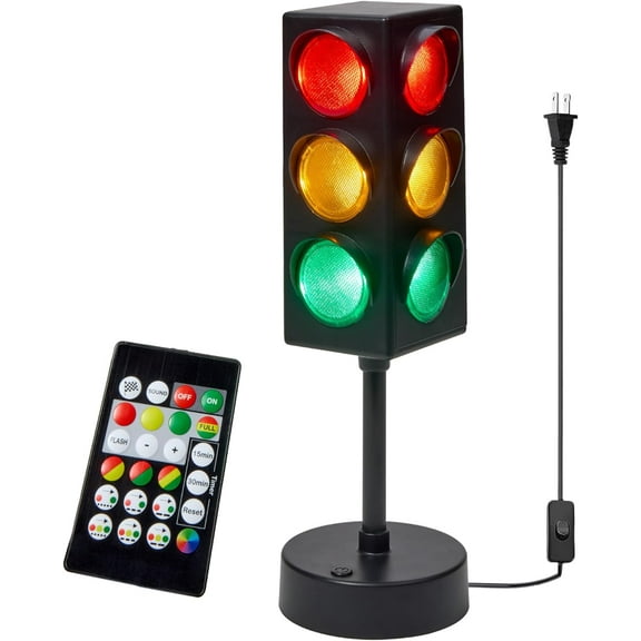 Playbees 11" Mini Traffic Light Table Lamp with 4 Blinking Modes