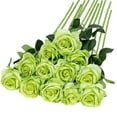 thumbnail image 1 of 12PCS Artificial Silk Flowers Realistic Roses Bouquet Long Stem for Home Wedding Decoration Party (Green), 1 of 5