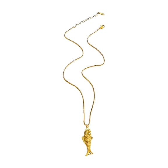 Trendy Minimalist Fish Symbol Necklace Stainless Steel Jewelry For Women Everyday Versatile Handmade Chain