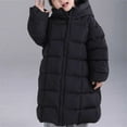 thumbnail image 2 of Eltusu Girls Puffer Jackets, Zip up Long-Length Winter Waterproof Thermal Outerwear Black Size 10-11 T, 2 of 5