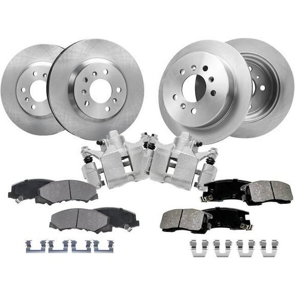Front and Rear Brake Pad Rotor and Caliper Set - Compatible with 2006 - 2010 Chevy Impala 2007 2008 2009