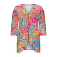 thumbnail image 6 of Purcolt Women's Hawaii Kimono Cardigans Lightweight Casual 3/4 Sleeve Loose Open Front Cardigans Summer Beach Cover up Tops, 6 of 7