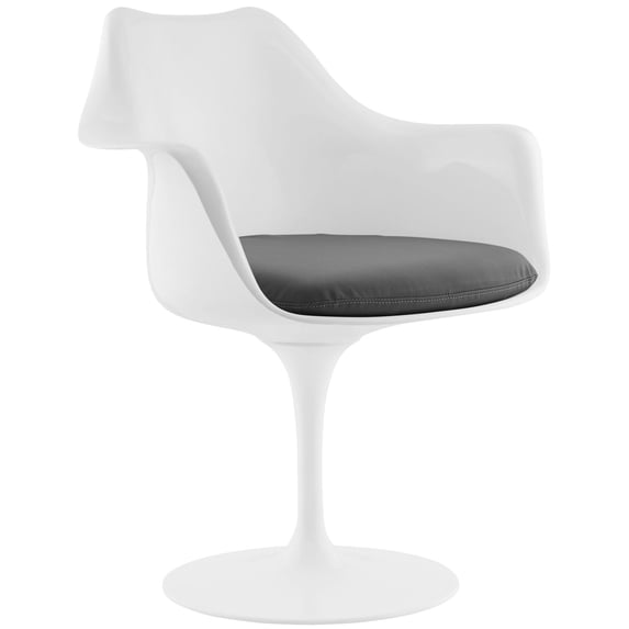 Modern Urban Contemporary Dining Vinyl Armchair, Grey Plastic