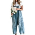 thumbnail image 4 of Sleeveless Women Denim Overalls Casual Straight Leg Jeans Jumpsuit, 4 of 5