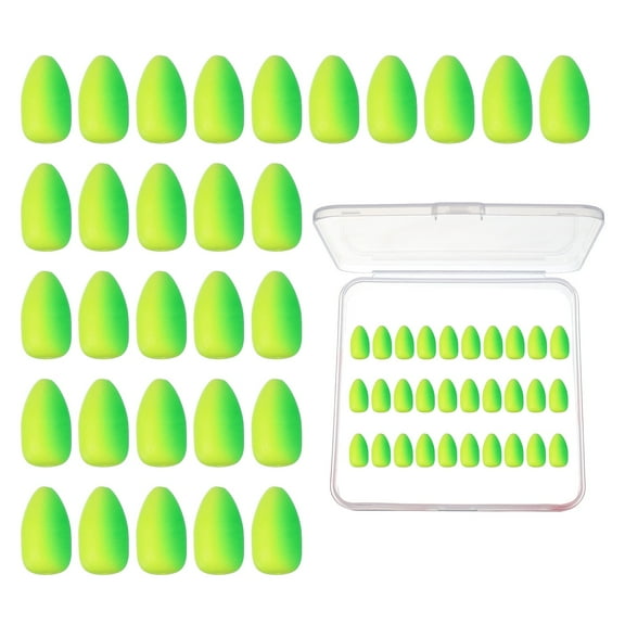 Uxcell Fishing Foam Floats, Snell Fishing Rig Floats with Clear Tackle Box, 0.4"D x 0.6"H for Corks(30 Pack, Green/Yellow)