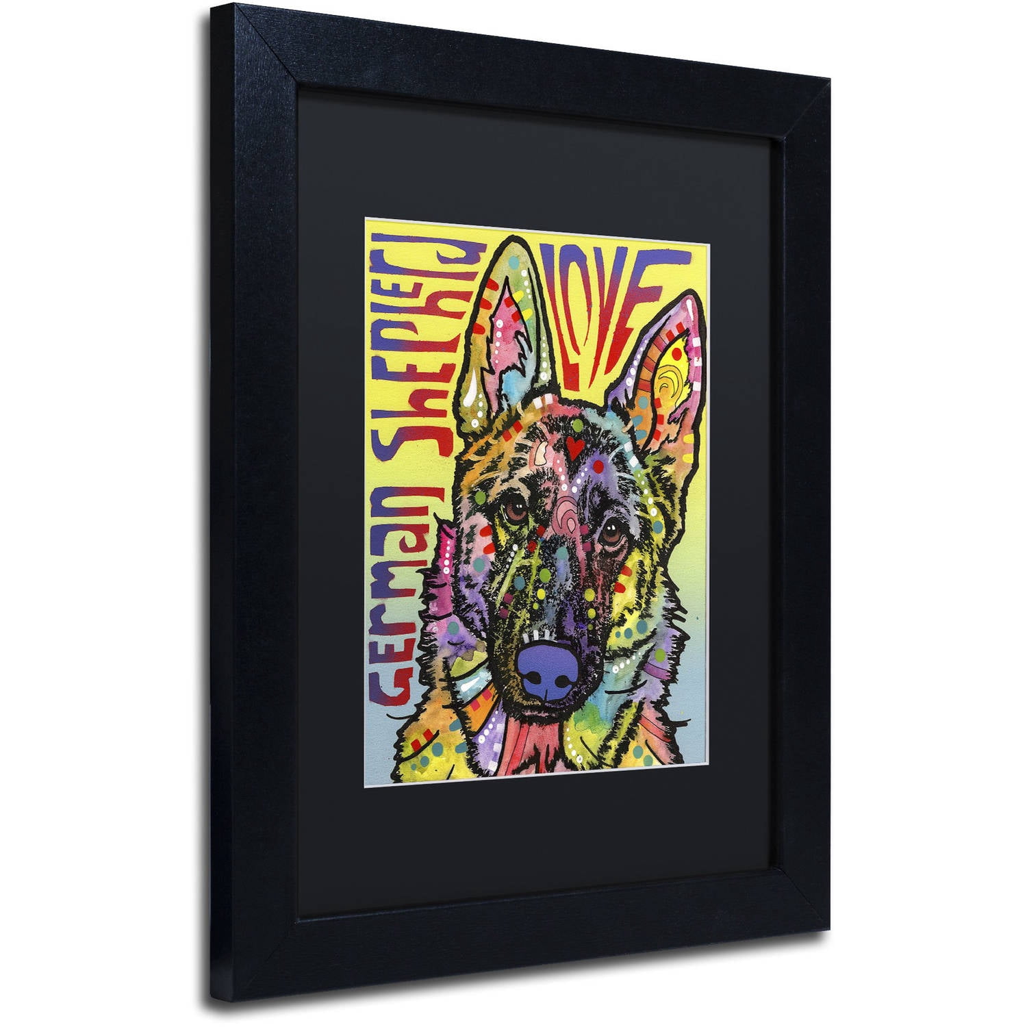 Trademark Fine Art 'German Shepherd Luv' Canvas Art by Dean Russo, Black Matte, Black Frame