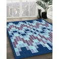 thumbnail image 3 of Ahgly Company Machine Washable Indoor Rectangle Transitional Day Sky Blue Area Rugs, 5' x 7', 3 of 7