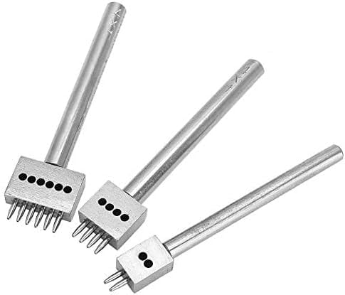 ABPETE 3Pcs Profession Leather Hole Punch Tools, Cutting Stitch for Wallet Belt Spacing Punch Tool DIY Leather Craft Hole Punching Set Belt Hole Puncher(4mm Pitch (2 + 4 + 6))