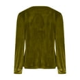 thumbnail image 5 of Pxkloy Women Velvet Dressy Blouses Long Sleeve Crew Neck Shirt Casual Loose Front Pleated Pullover Comfy Solid Fall Fashion Tops 2025 Army Green,M, 5 of 8