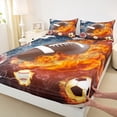 thumbnail image 3 of Homewish Gamer Football Basketball Soccer Boy 3pcs Twin Sheet Sets,Sport Theme Twin Fitted Sheet,Abstract Lightning Breathable Flat Sheet,Super Cozy Room Decor, 3 of 7