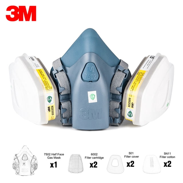 Mascarilla protectora Irfora 3M 7502 Respirador de seguridad Máscara de media cara con cartucho de filtro Cubierta de algodón Máscaras de gas Gas de vapor orgánico Protección de formaldehído para la i Irfora Mascarilla protectora