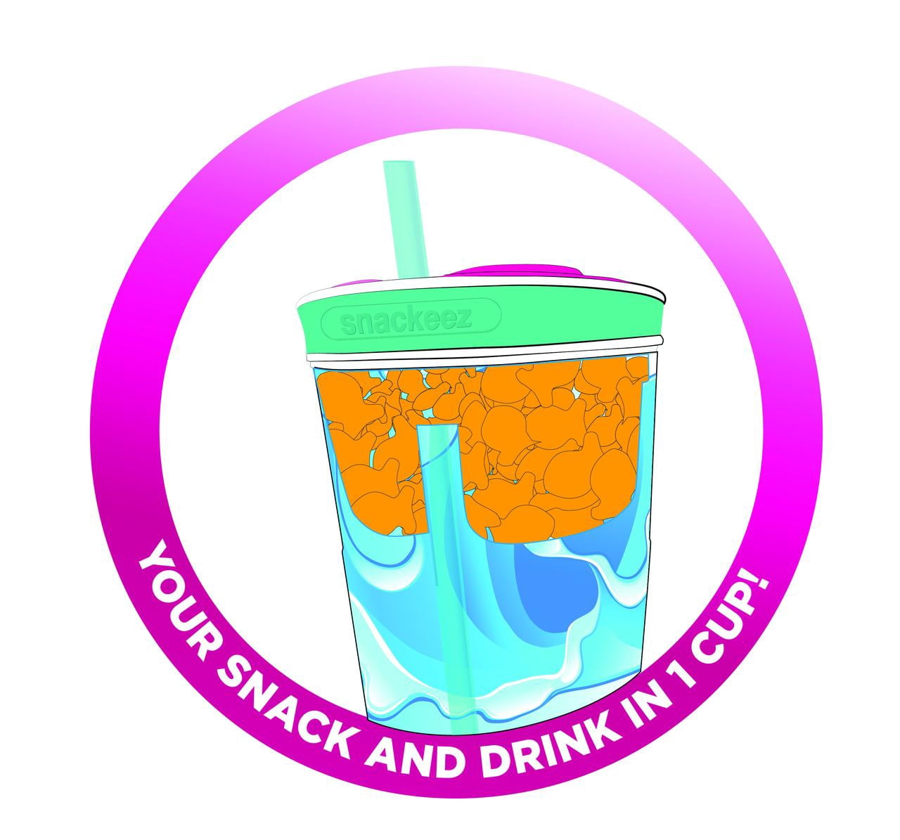 Snackeez 6022505 16 oz Snack & Beverage Holder, Pink