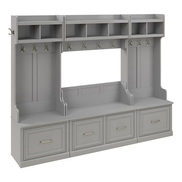 Bowery Hill Traditional Engineered Wood Full Entryway Set in Cape Cod Gray