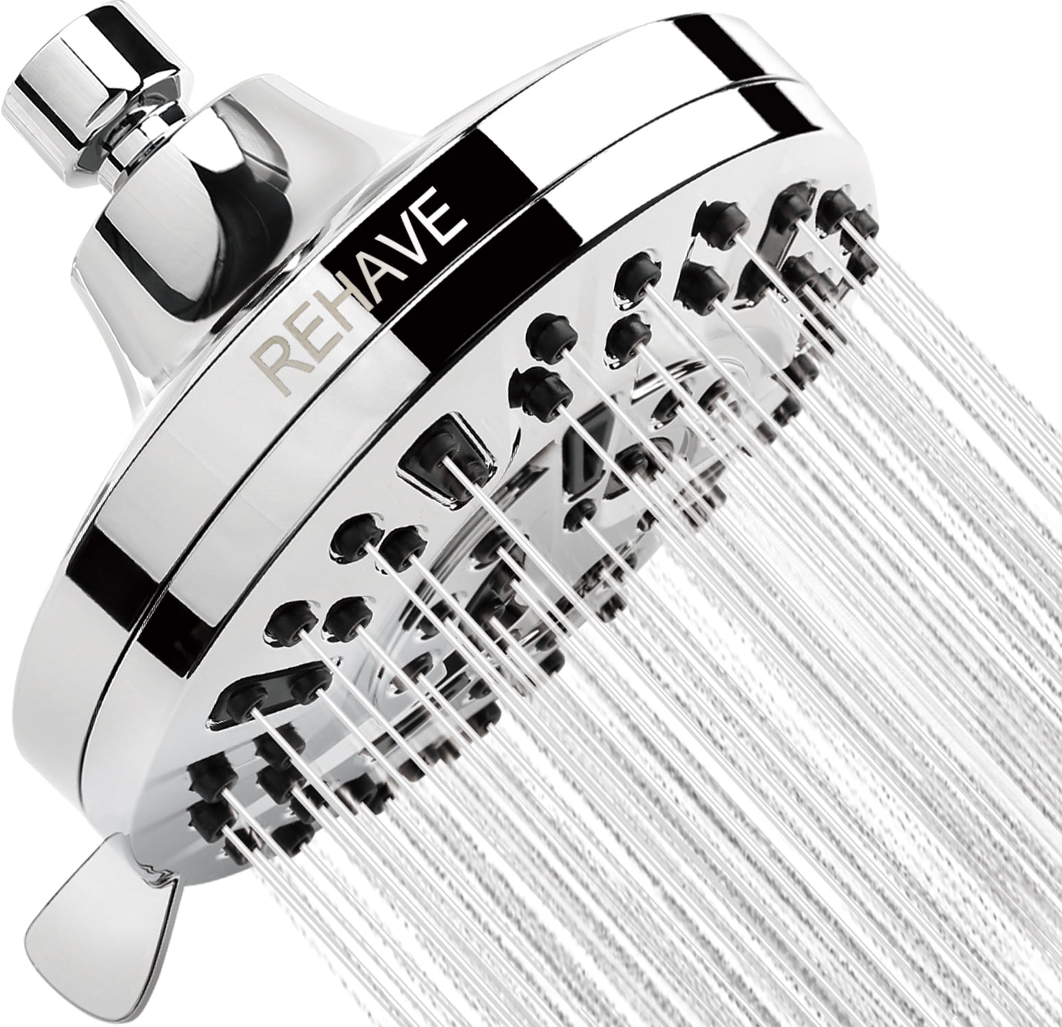 Shower Head, Replacement Rainfall ShowerHead, 5.1 Inch High-Pressure 63 Jets 8 Spray Modes - Replacement for Bathroom Shower Heads - Anti-Clogging Silicone Nozzles, Brass Angle-adjustable Ball Joint