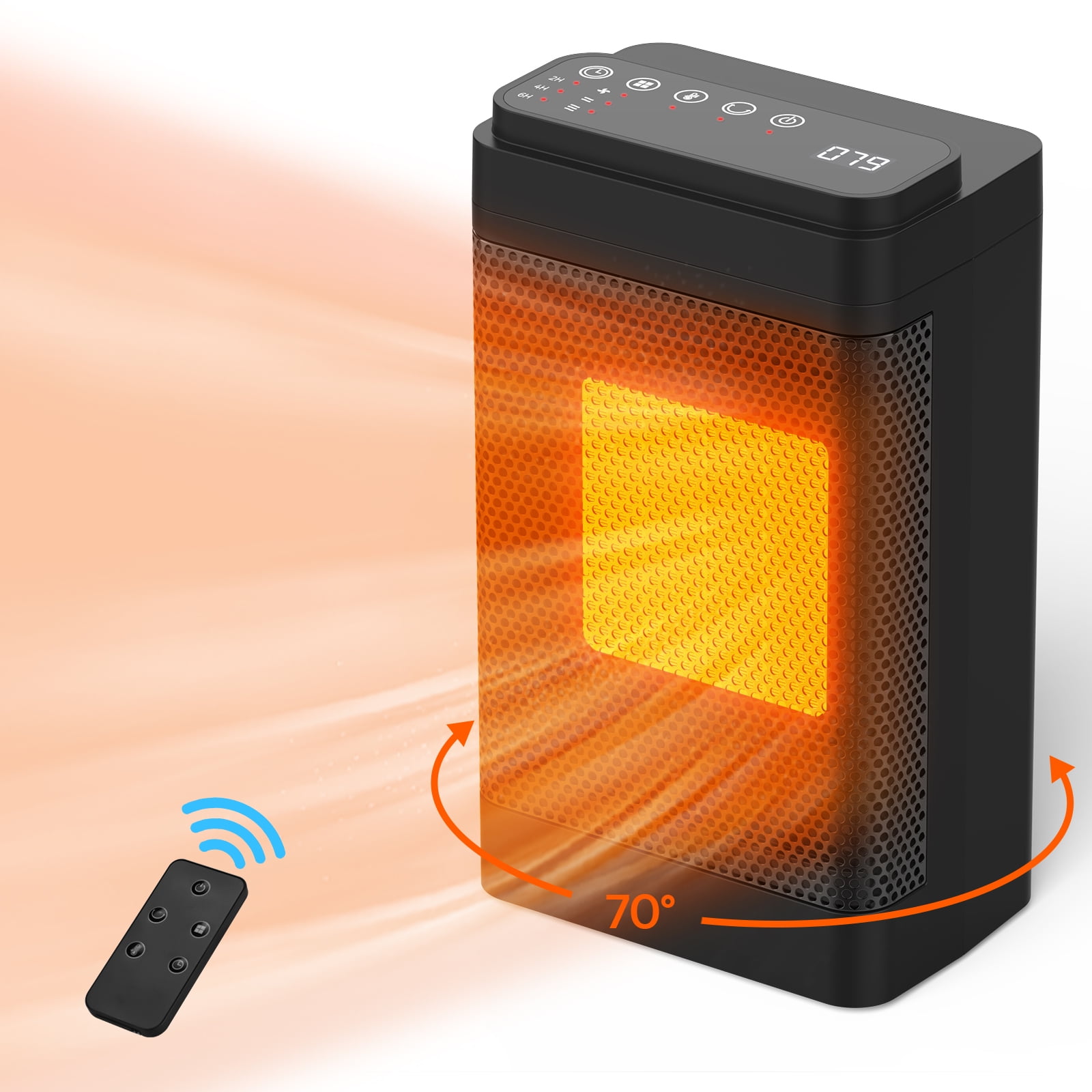 1500W Oscillating Portable Space Heater with 50-115F° Digital