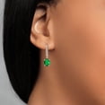 thumbnail image 3 of Gem Stone King 925 Sterling Silver Green Nano Emerald and White Lab Grown Diamond Leverback Dangle Drop Earrings for Women (1.60 Cttw, Gemstone May Birthstone, Oval 8X6MM), 3 of 3