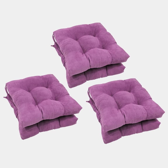 Blazing Needles 16 in. Solid Microsuede Square Tufted Chair Cushions, Ultra Violet - Set of 6