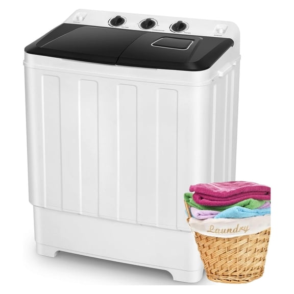 Portable Washing Machine 30lbs Capacity Tub Compact Laundry Machine 19Lbs Washer and 11lbs Spin Dryer with Built-in Drain Pump, Small washing machine for Apartments, Dorms, RVs